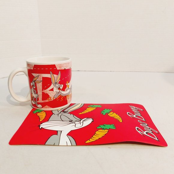 Vtg 1997 Bugs Bunny Star Mug and Personal-sized Mat- Applause - Picture 1 of 6